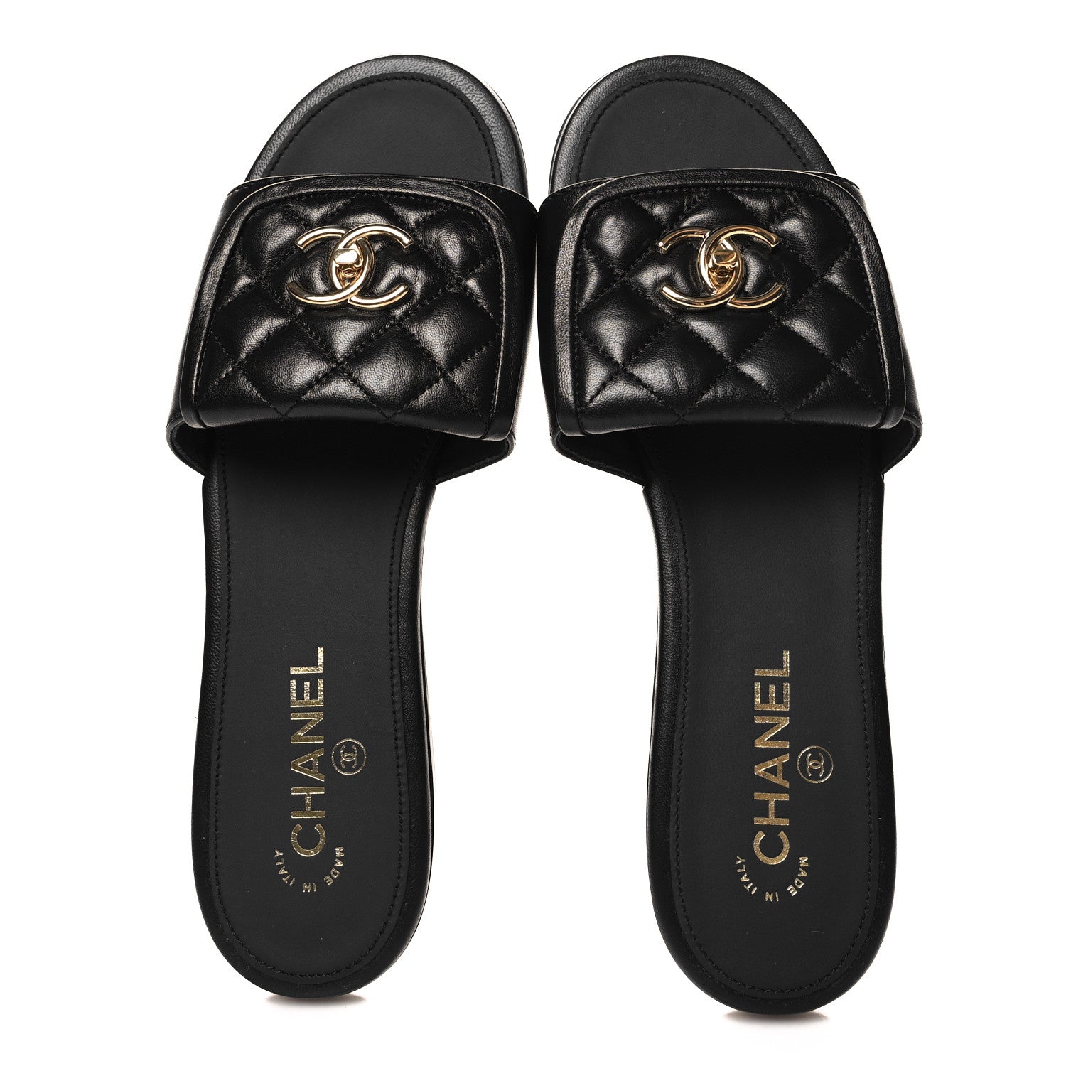 Chanel Lambskin Quilted Turnlock Flat Mules 40.5 Black 2 of 10