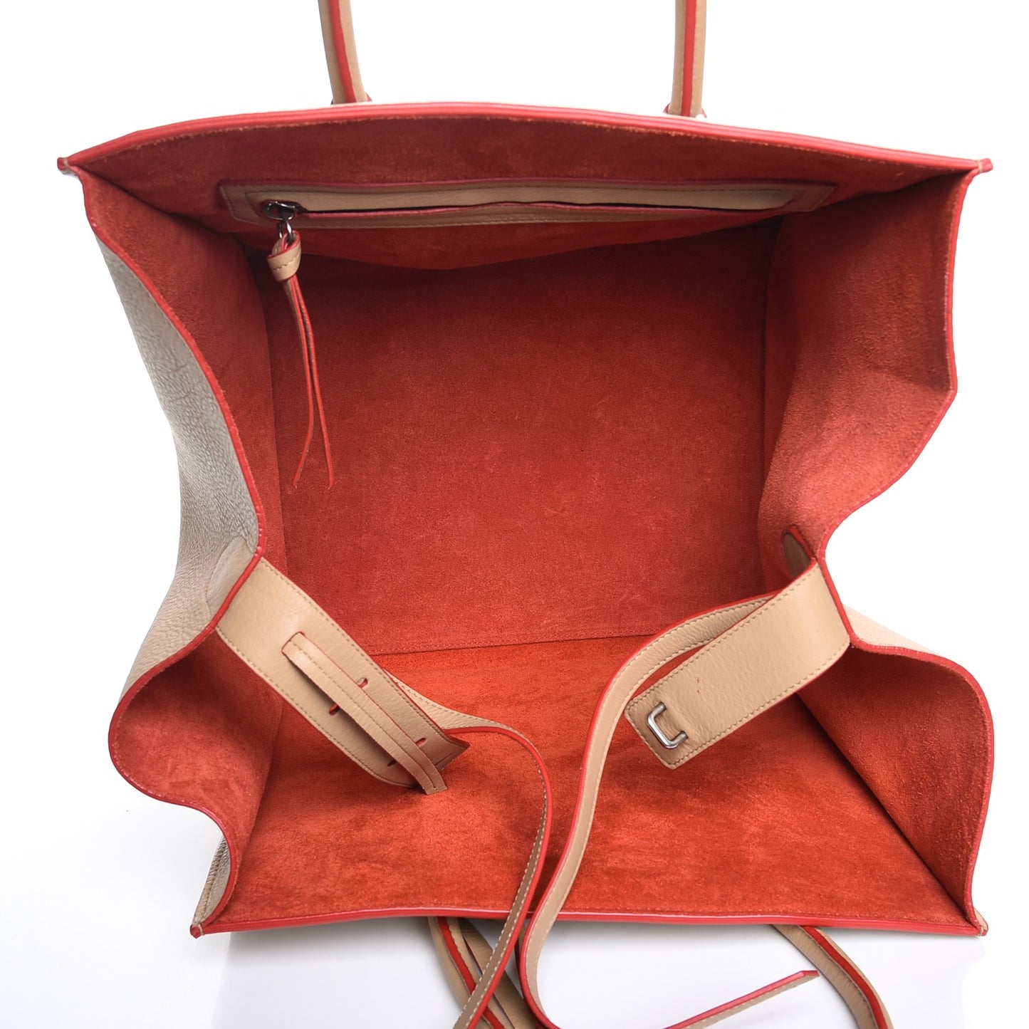 Supple Calfskin Medium Phantom Luggage Beige Orange Trim