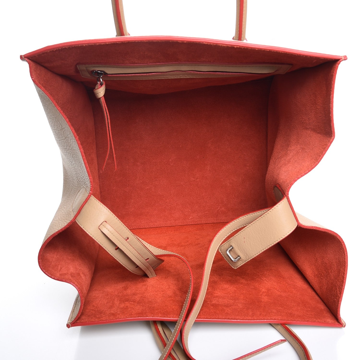 Celine Supple Calfskin Medium Phantom Luggage Beige Orange Trim 5 of 7