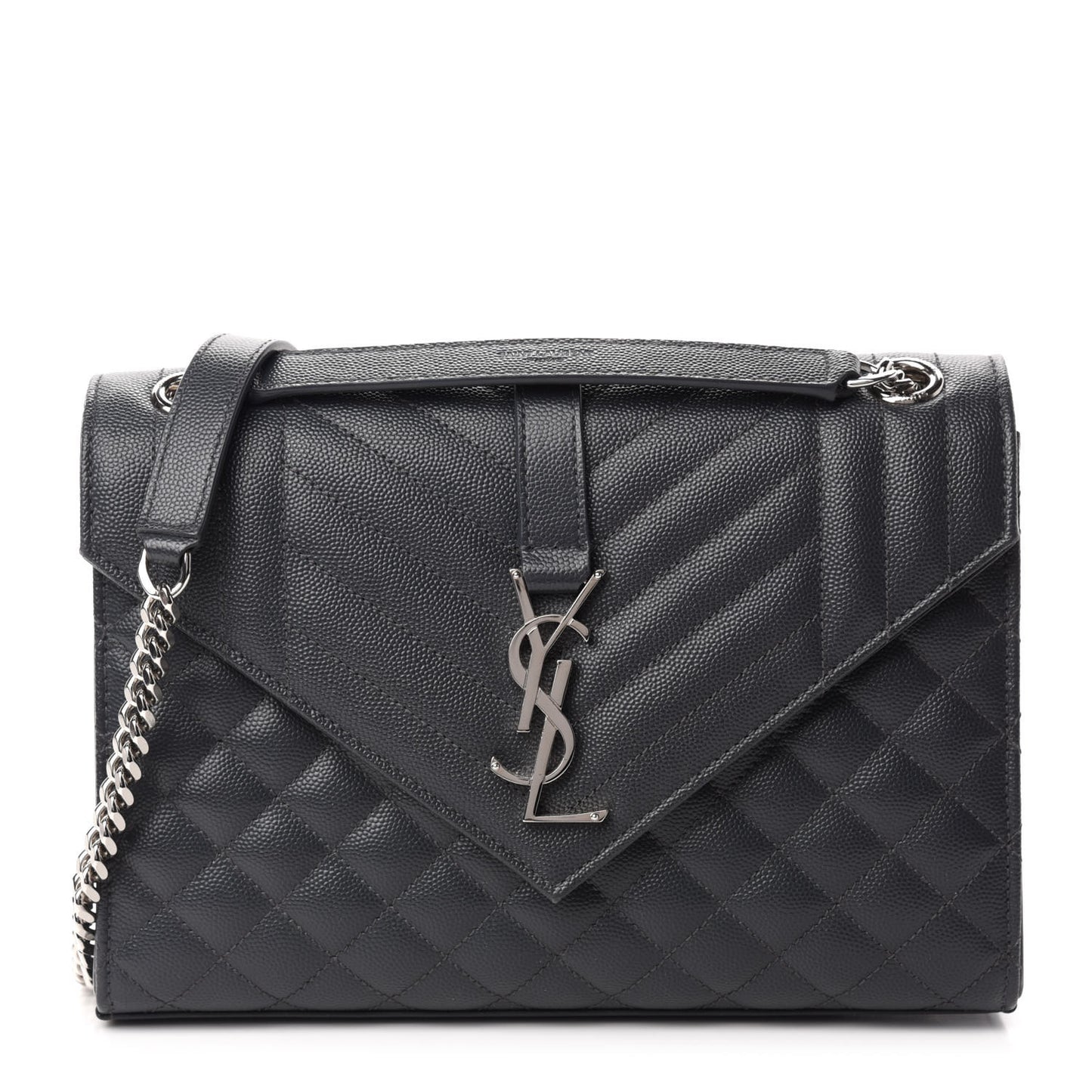 Grain De Poudre Textured Mixed Matelasse Triquilt Medium Monogram Satchel Deep Marine