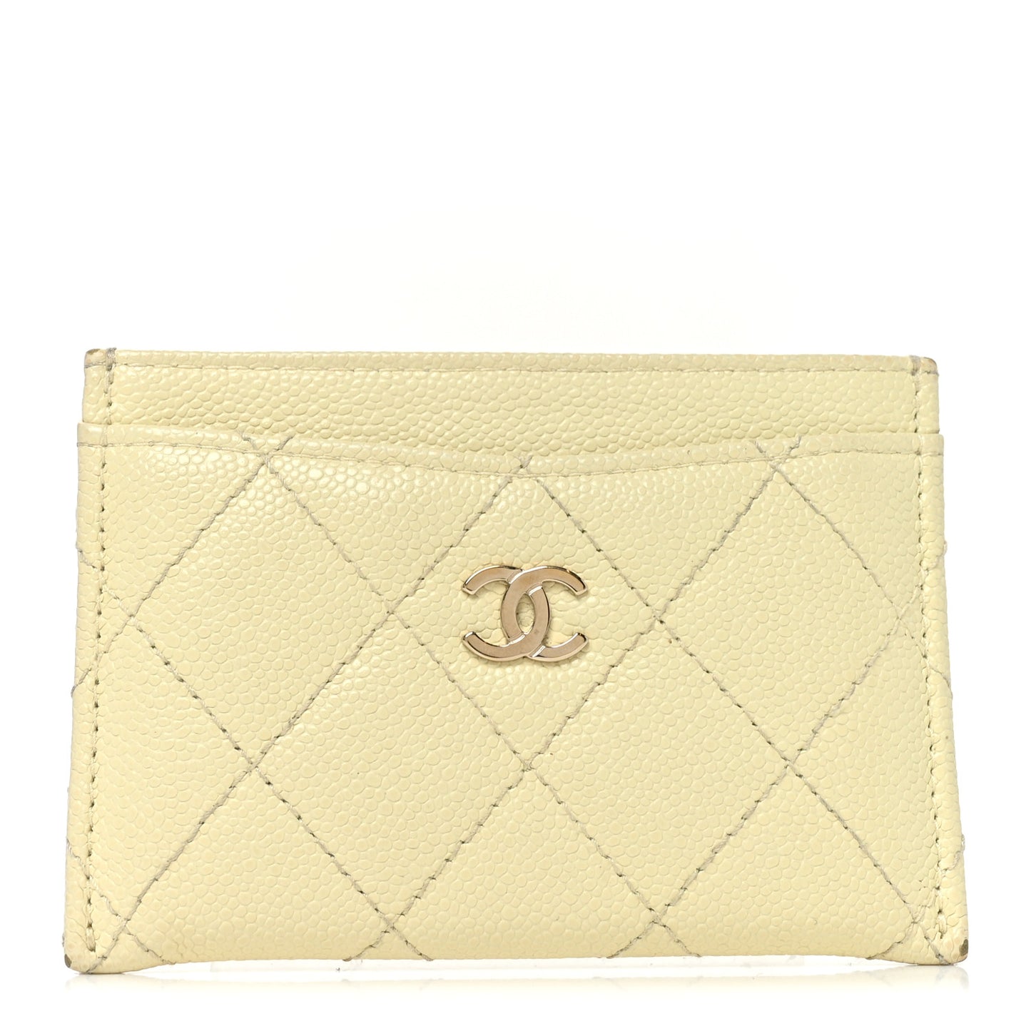 Caviar Quilted Card Holder Jaune