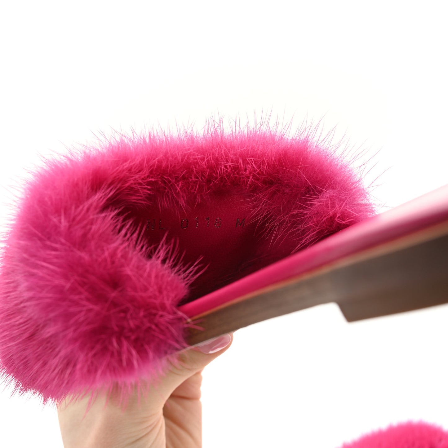 Mink Fur Lock It Flat Mule 37 Hot Pink
