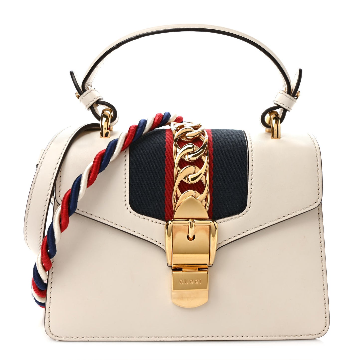 Calfskin Mini Sylvie Top Handle Bag White