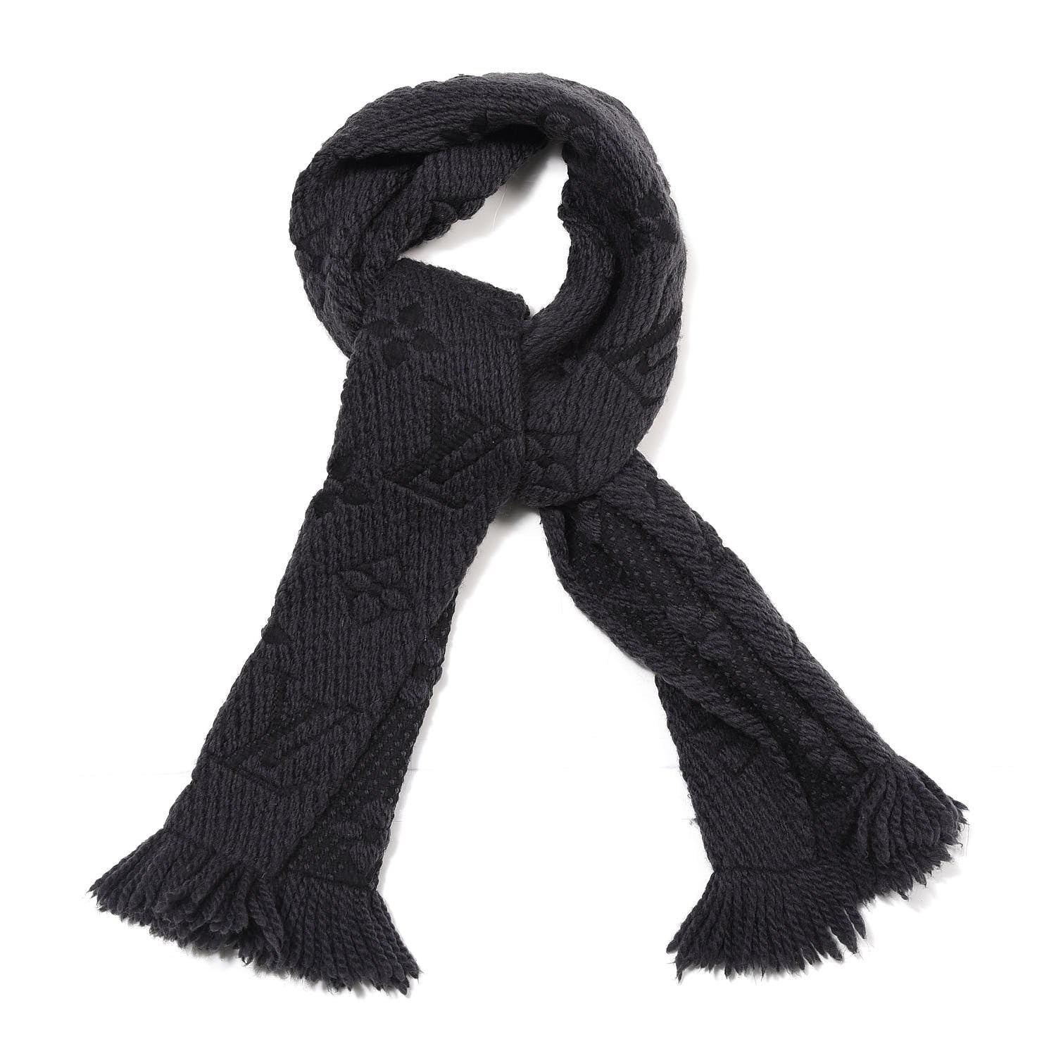 Louis Vuitton Wool Silk Logomania Scarf Charcoal Grey 1 of 3