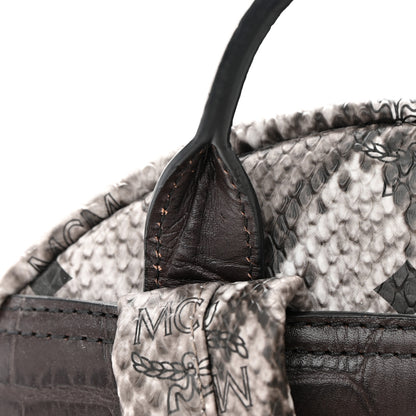 MCM Visetos Snakeskin Printed Studded Small Stark Backpack Light Grey 16 of 16