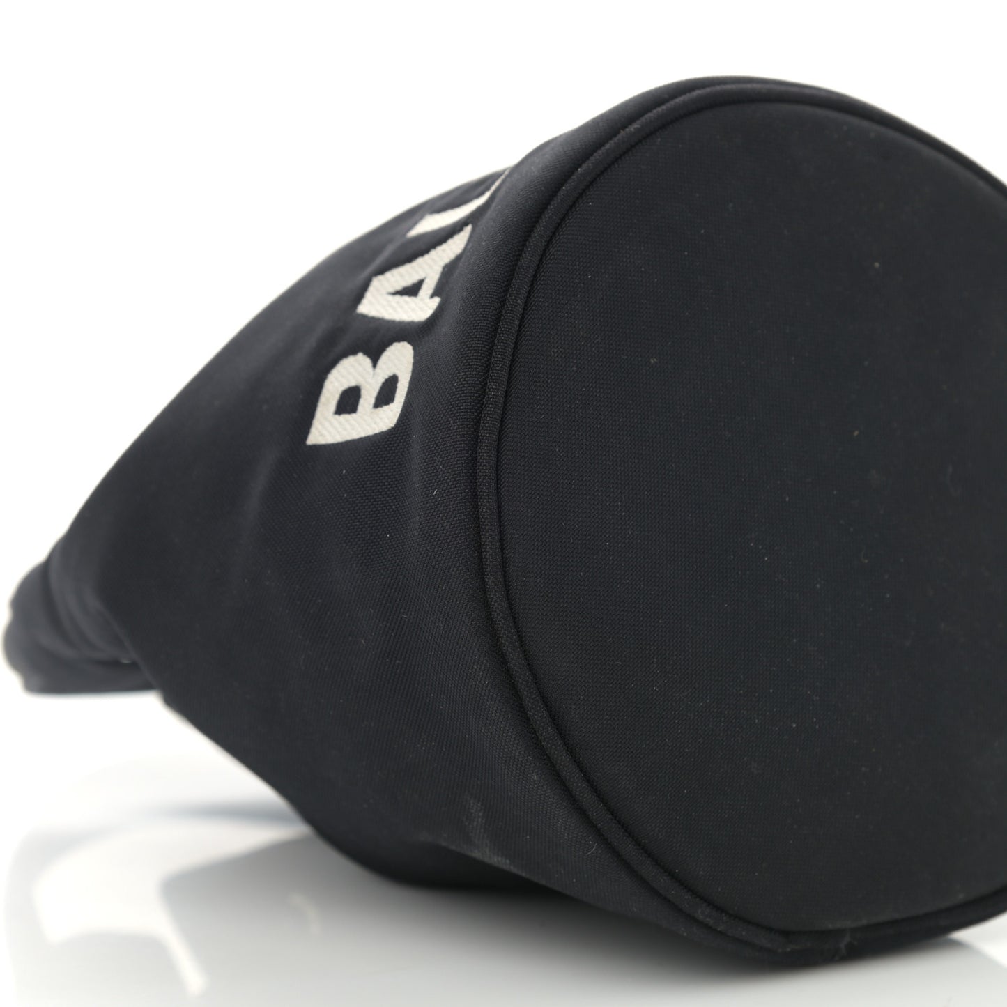 Recycled Sport Nylon Logo Embroidered Wheel Drawstring Bucket Bag XS Black