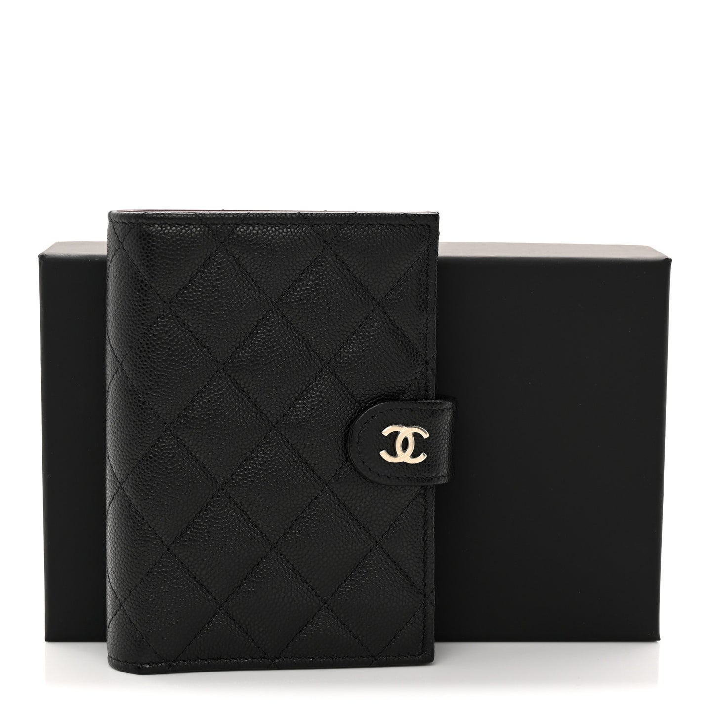 Caviar Quilted Passport Holder Black