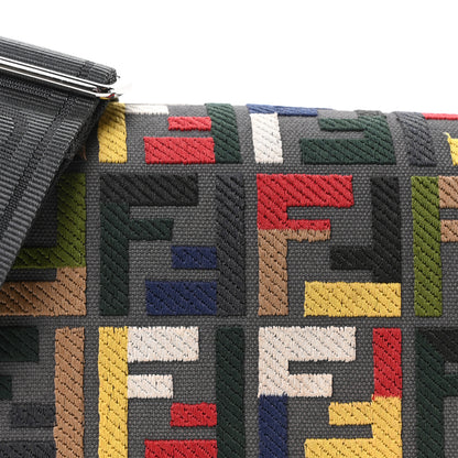 Fendi Canvas Vitello King Seta FF Embroidered Mini Compact Messenger Bag Asfalto Multicolor 8 of 10