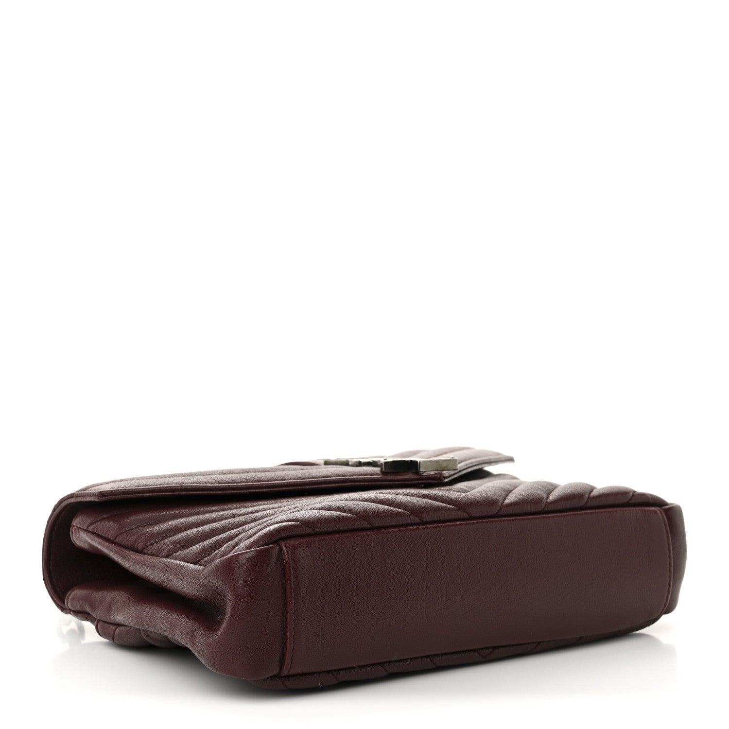 Saint Laurent Sheepskin Matelasse Chevron Monogram Medium College Bag Rouge Legion 4 of 11