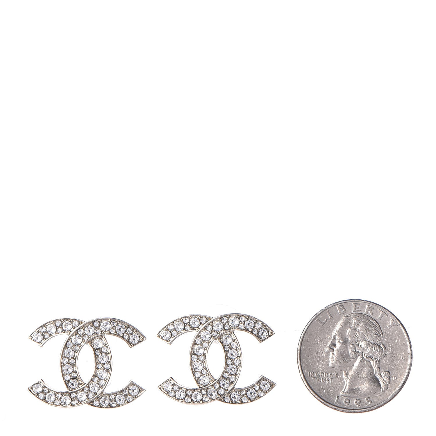 Chanel Crystal CC Large Stud Earrings Gold 2 of 5