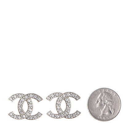 Chanel Crystal CC Large Stud Earrings Gold 2 of 5