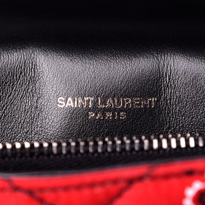 Saint Laurent Canvas Bandana Matelasse Chevron Medium College Bag Red 8 of 11