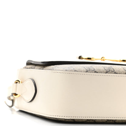 Gucci GG Supreme Monogram Small Horsebit 1955 Shoulder Bag Beige Mystic White 9 of 11