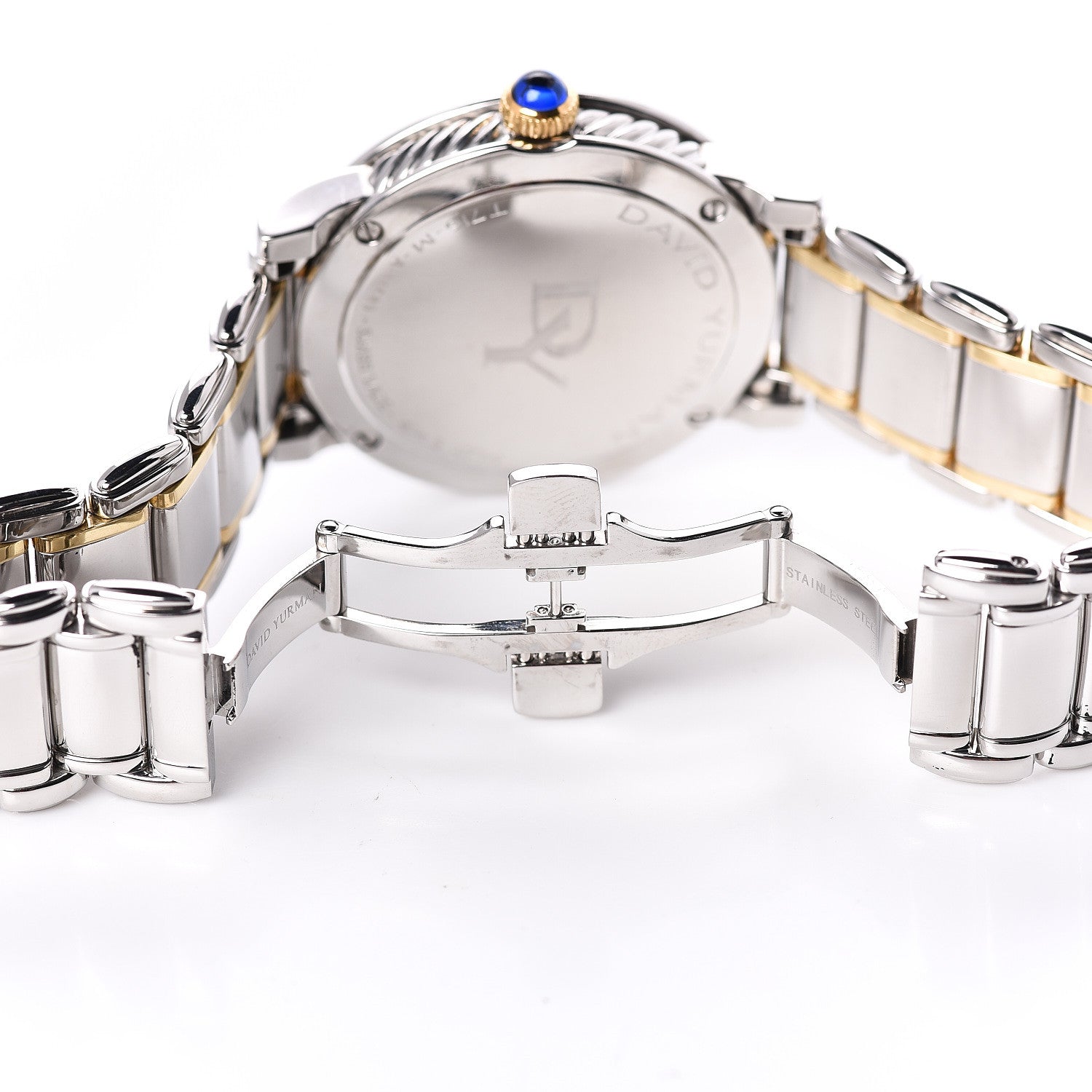 David Yurman Stainless Steel 18K Yellow Gold Diamond Mother of Pearl 30mm Classic Quartz Watch 6 of 7