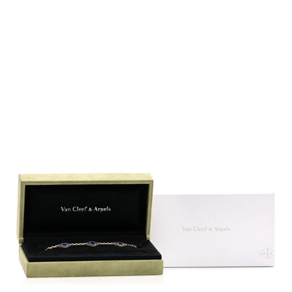 Van Cleef & Arpels 18K Yellow Gold Blue Agate 5 Motifs Vintage Alhambra Bracelet 4 of 4