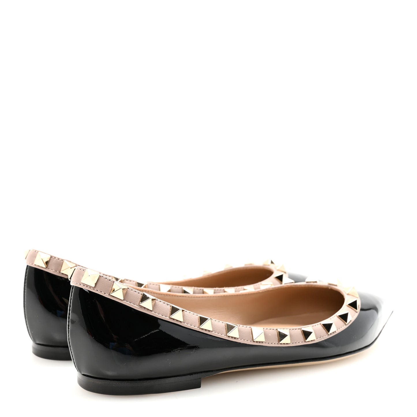 Patent Nappa Rockstud Ballerina Flats 35 Black Poudre