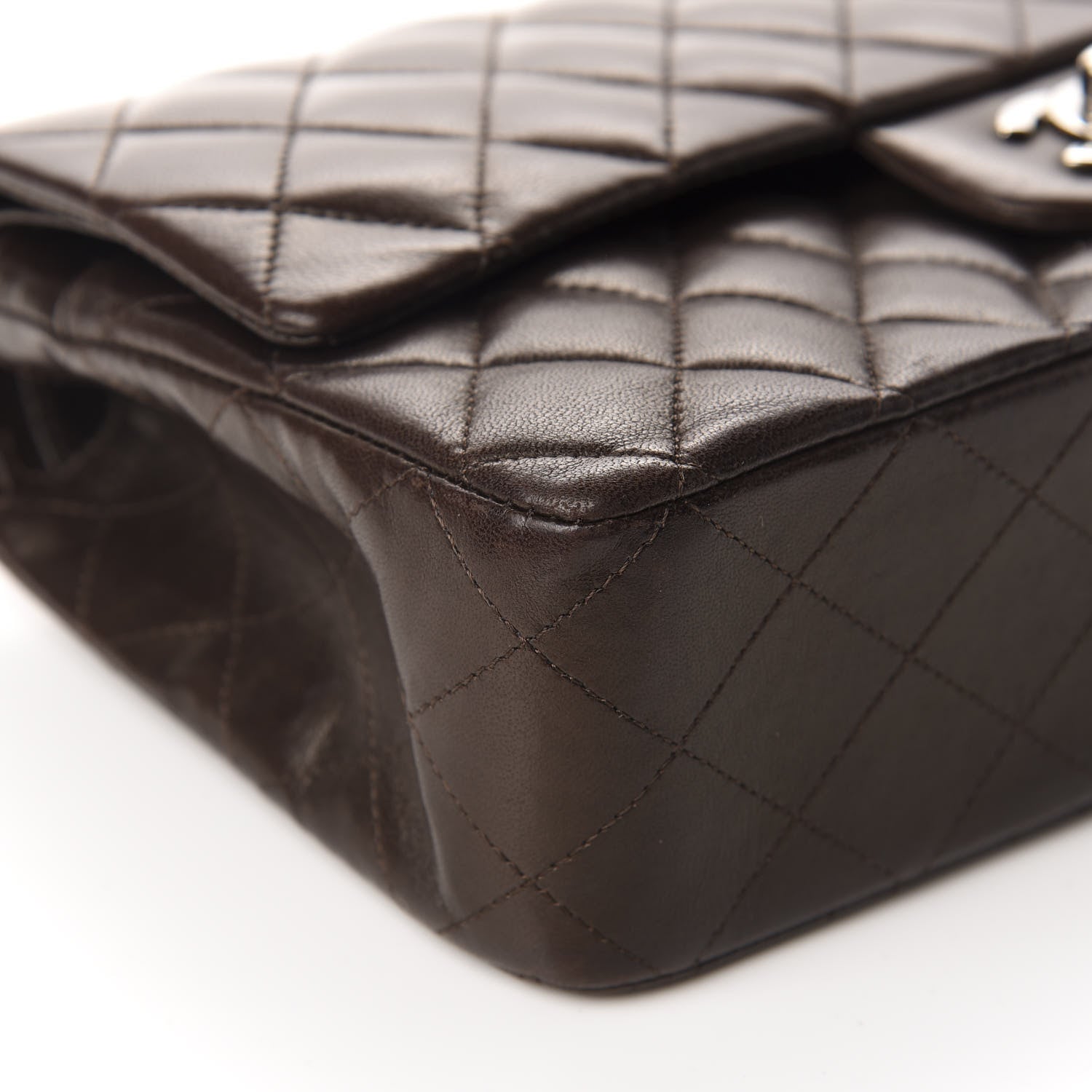 Chanel Lambskin Quilted Medium Double Flap Dark Brown 6 of 12