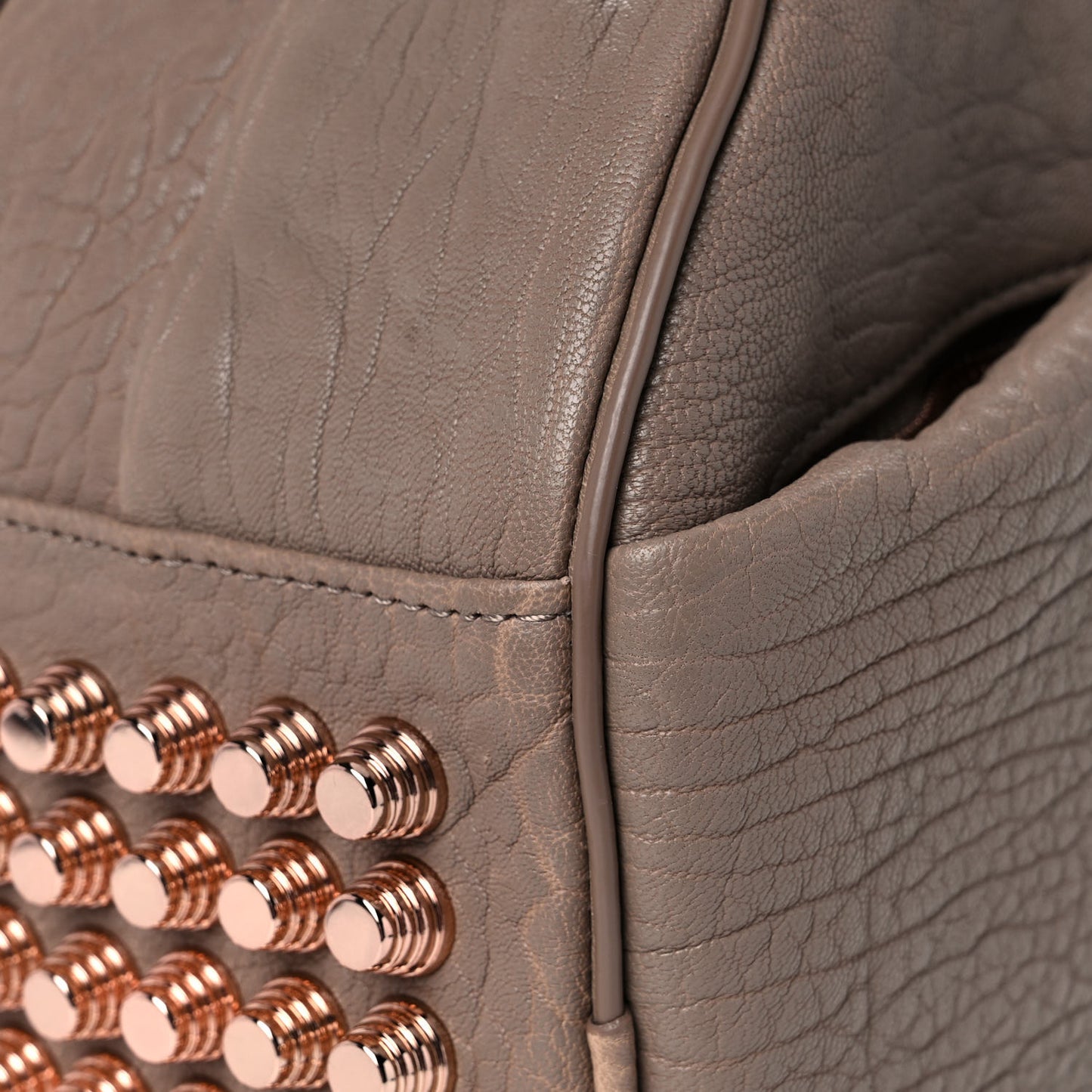 Pebbled Lambskin Rocco Latte Rose Gold Hardware