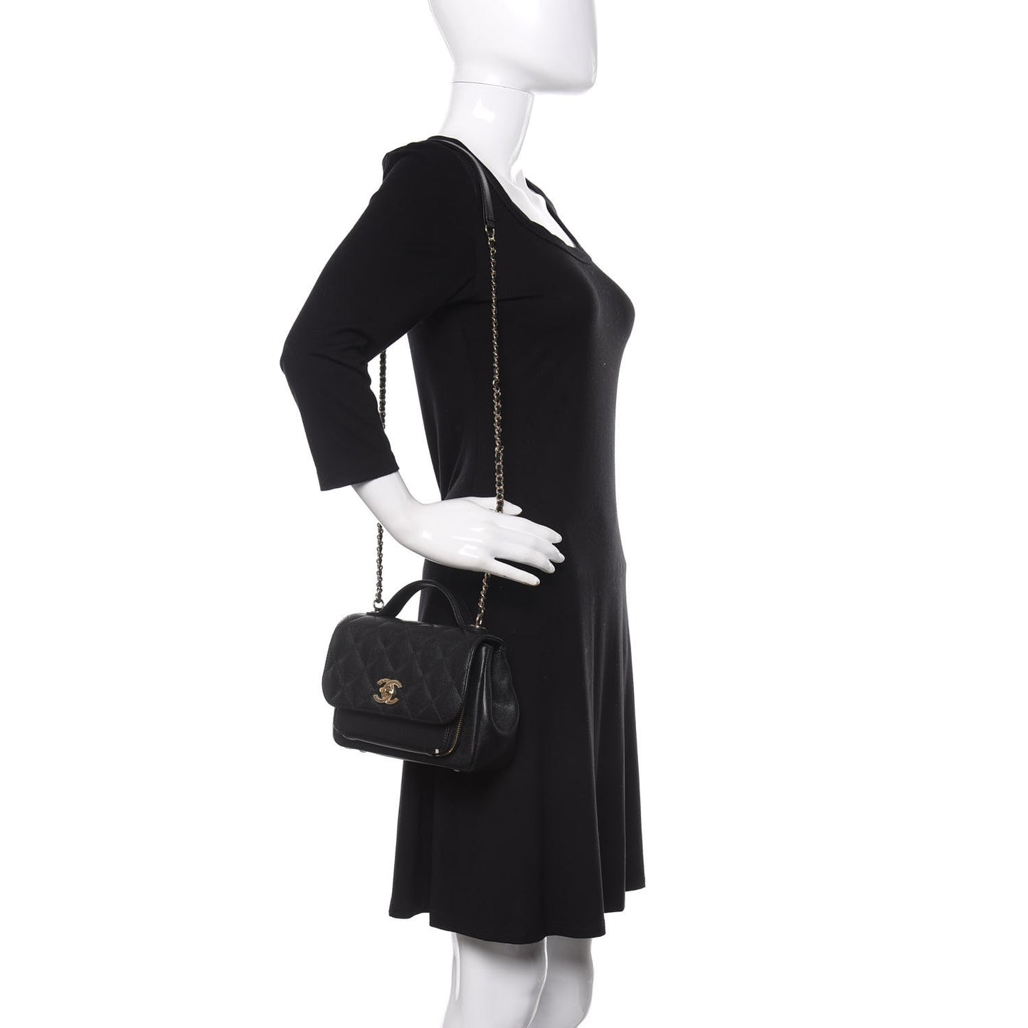 Caviar Quilted Mini Business Affinity Flap Black