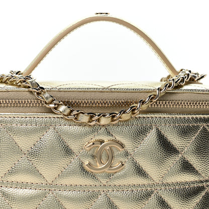 Chanel Metallic Caviar Quilted Trendy Handle Vanity Gold 7 of 10