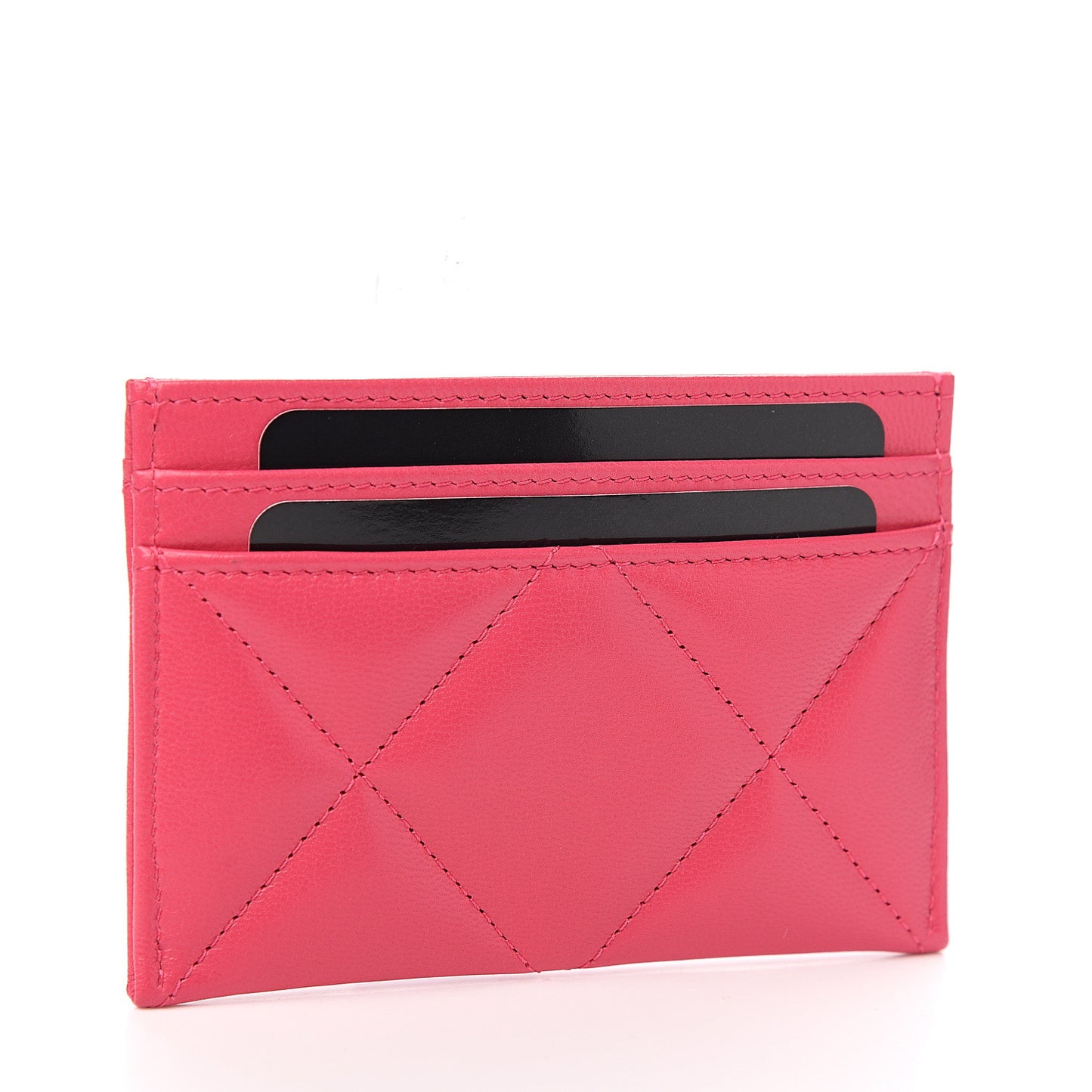 Shiny Goatskin Quilted 19 Card Holder Dark Pink