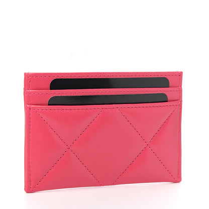 Chanel Shiny Goatskin Quilted 19 Card Holder Dark Pink 2 of 8