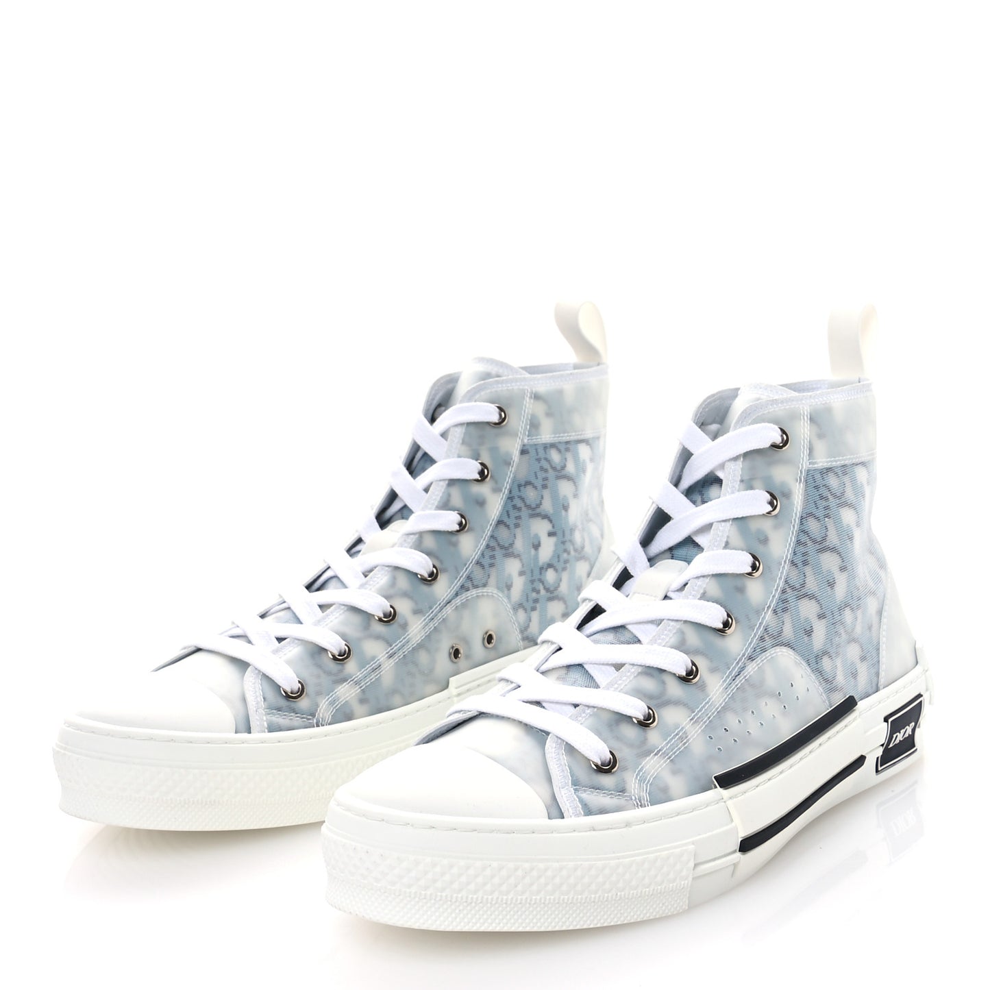 Technical Canvas Oblique Pixel Mens B23 High Top Sneakers 43 Beige Blue