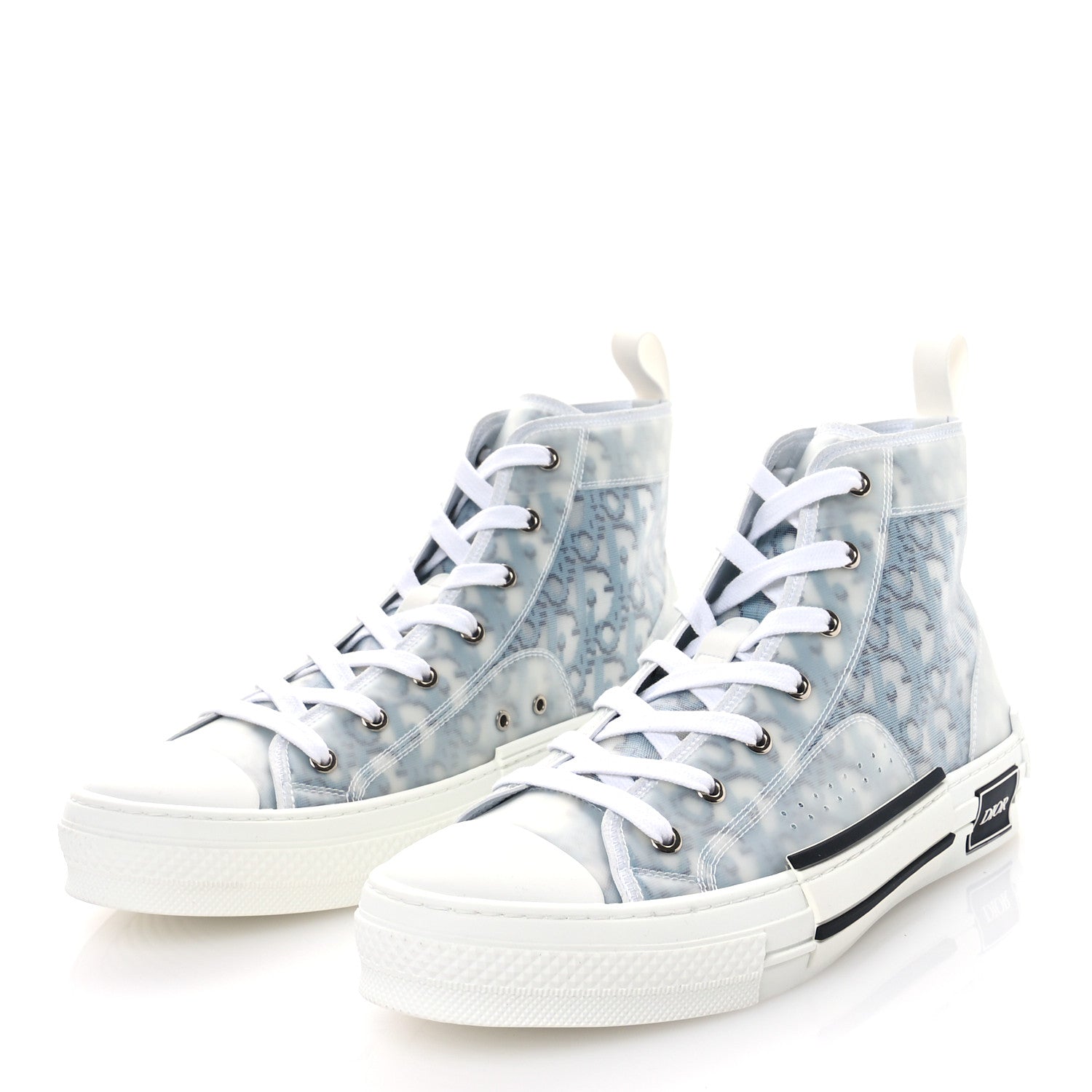 Christian Dior Technical Canvas Oblique Pixel Mens B23 High Top Sneakers 43 Beige Blue 2 of 7