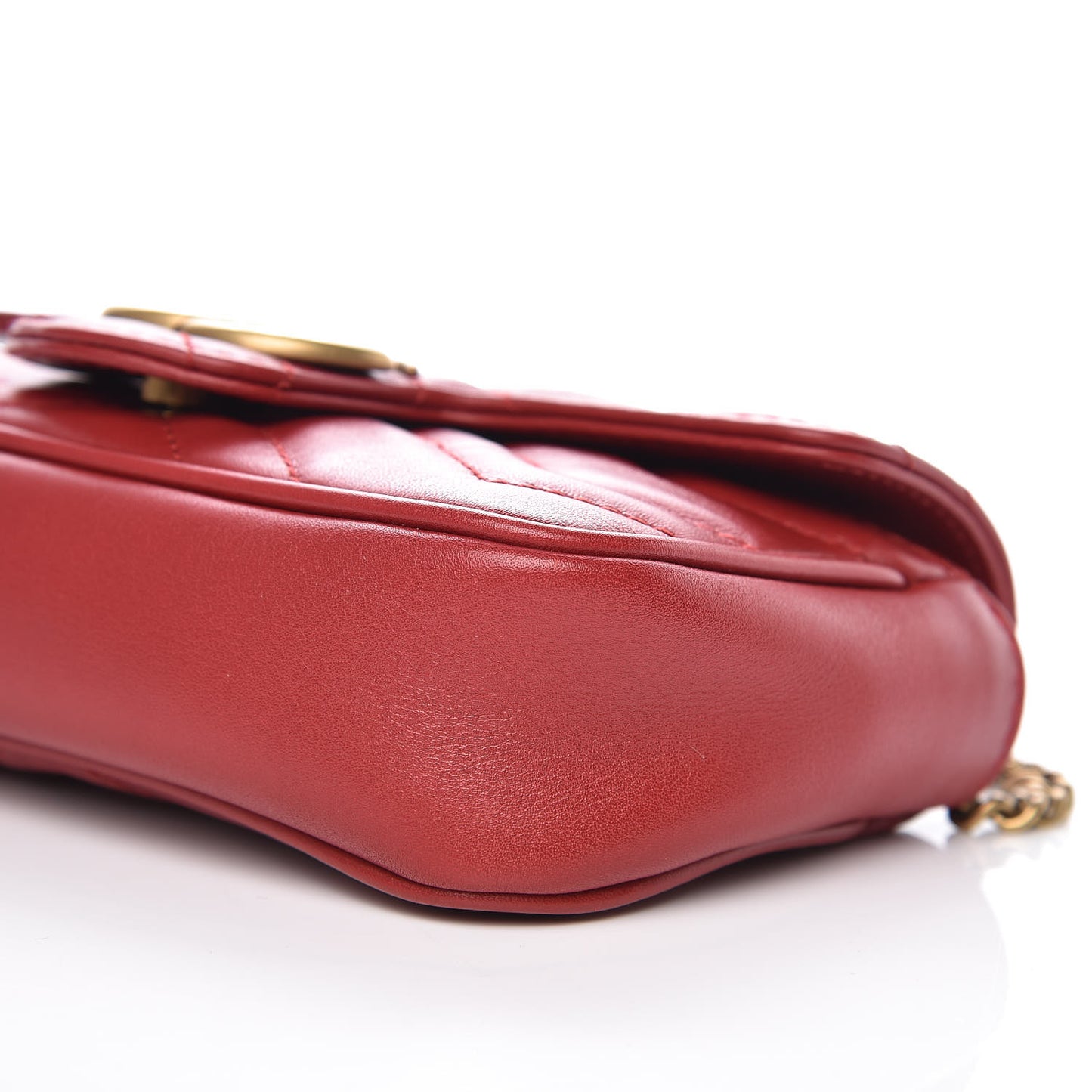 Calfskin Matelasse Super Mini GG Marmont Shoulder Bag Hibiscus Red