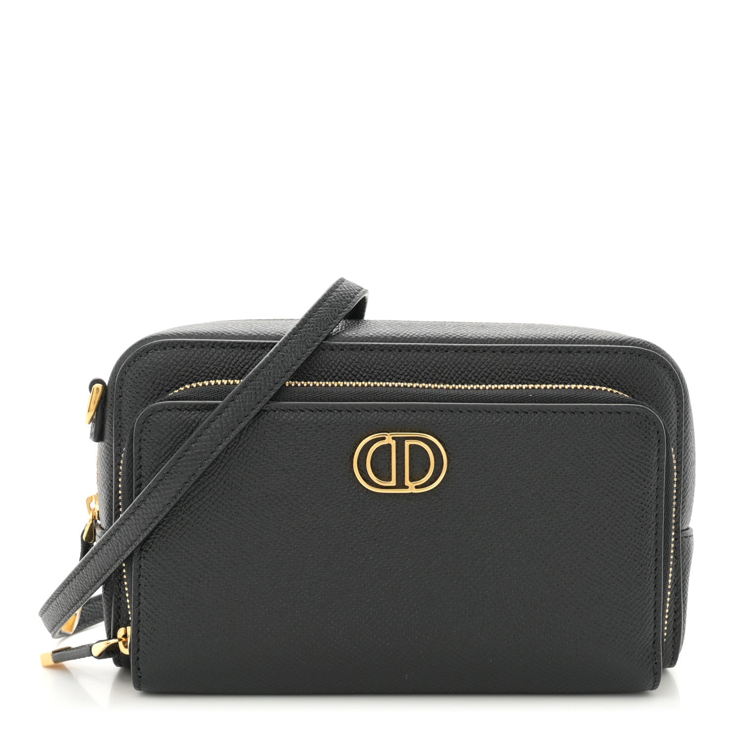 Christian Dior Grained Calfskin Caro Double Pouch Black 1 of 11