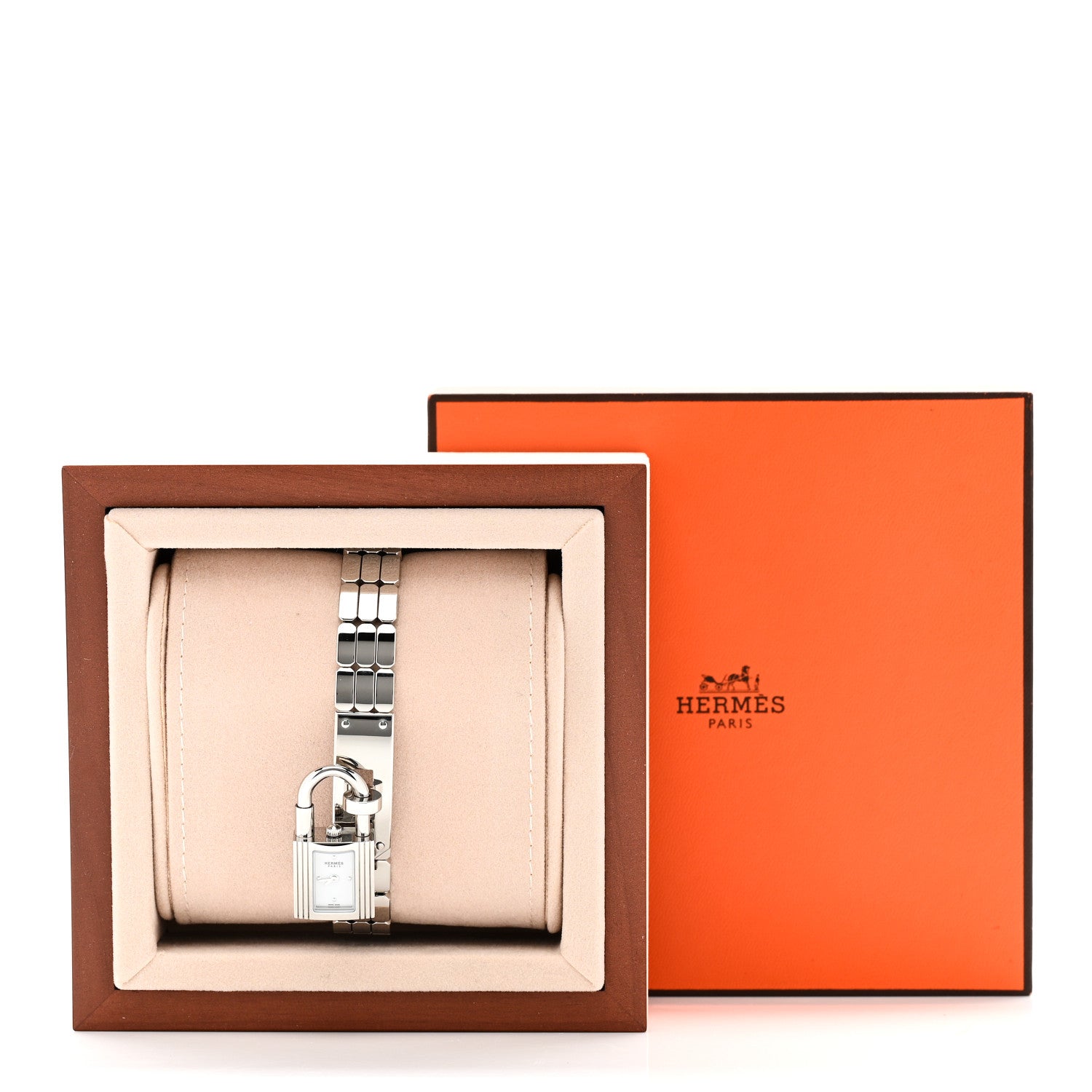 Hermes Stainless Steel Diamond 16mm Kelly Quartz Watch 7 of 8