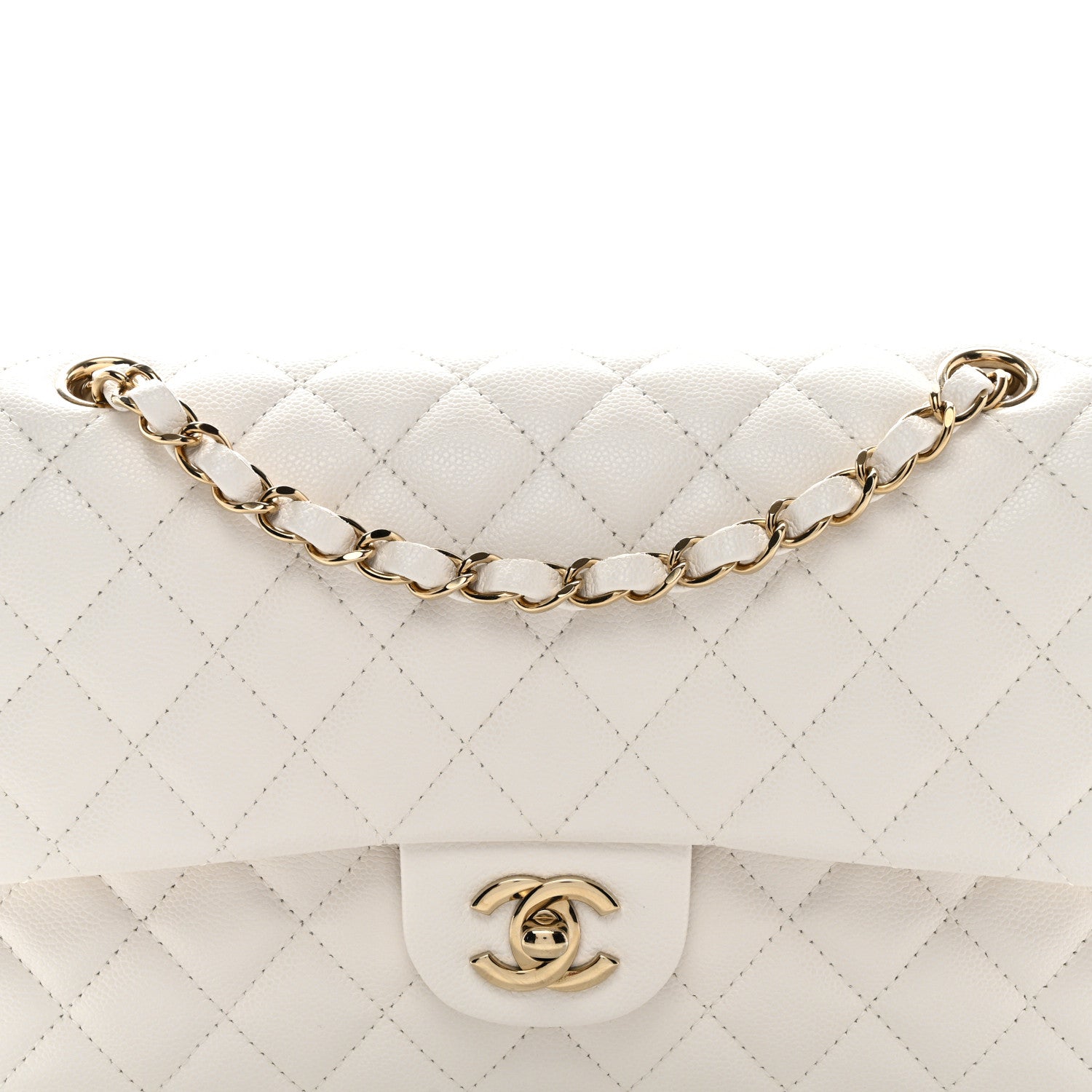 Chanel Caviar Quilted Medium Double Flap White 8 of 11