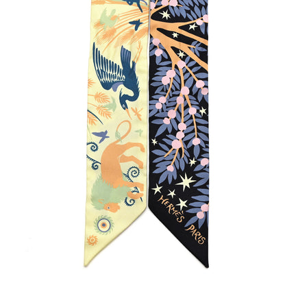 Hermes Silk Sous Le Charme D Orphee Twilly Bleu Black Jaune Soufre 2 of 4