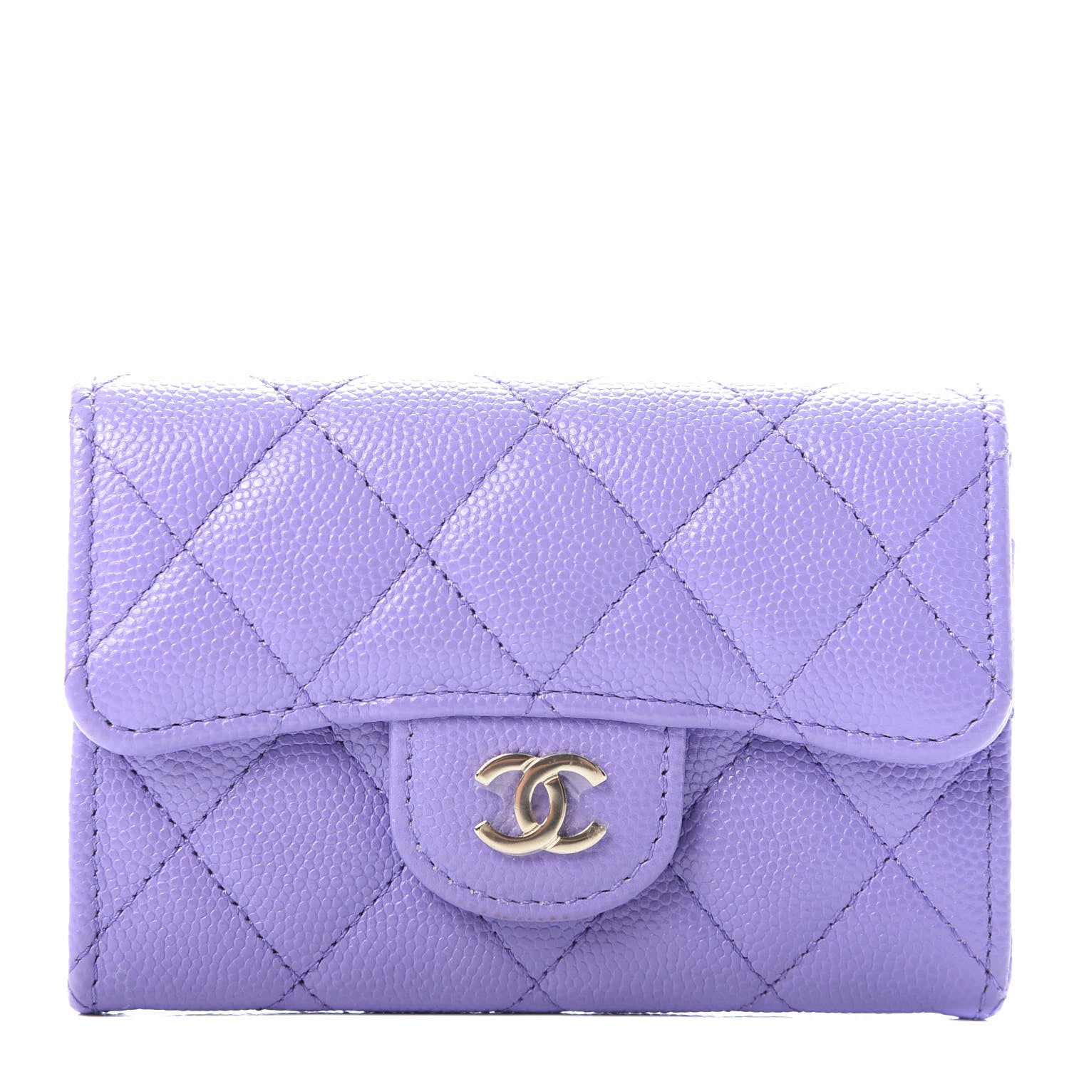 Chanel Caviar Quilted Flap Card Holder Wallet Purple 1 of 7