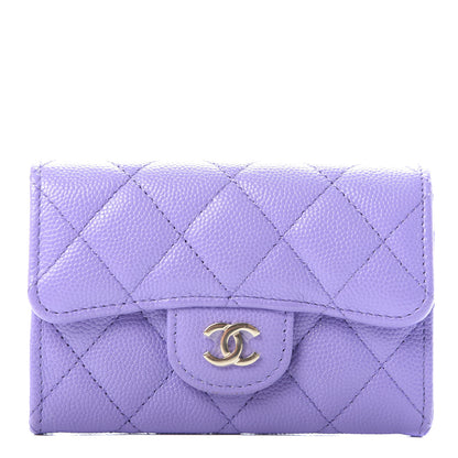 Chanel Caviar Quilted Flap Card Holder Wallet Purple 1 of 7