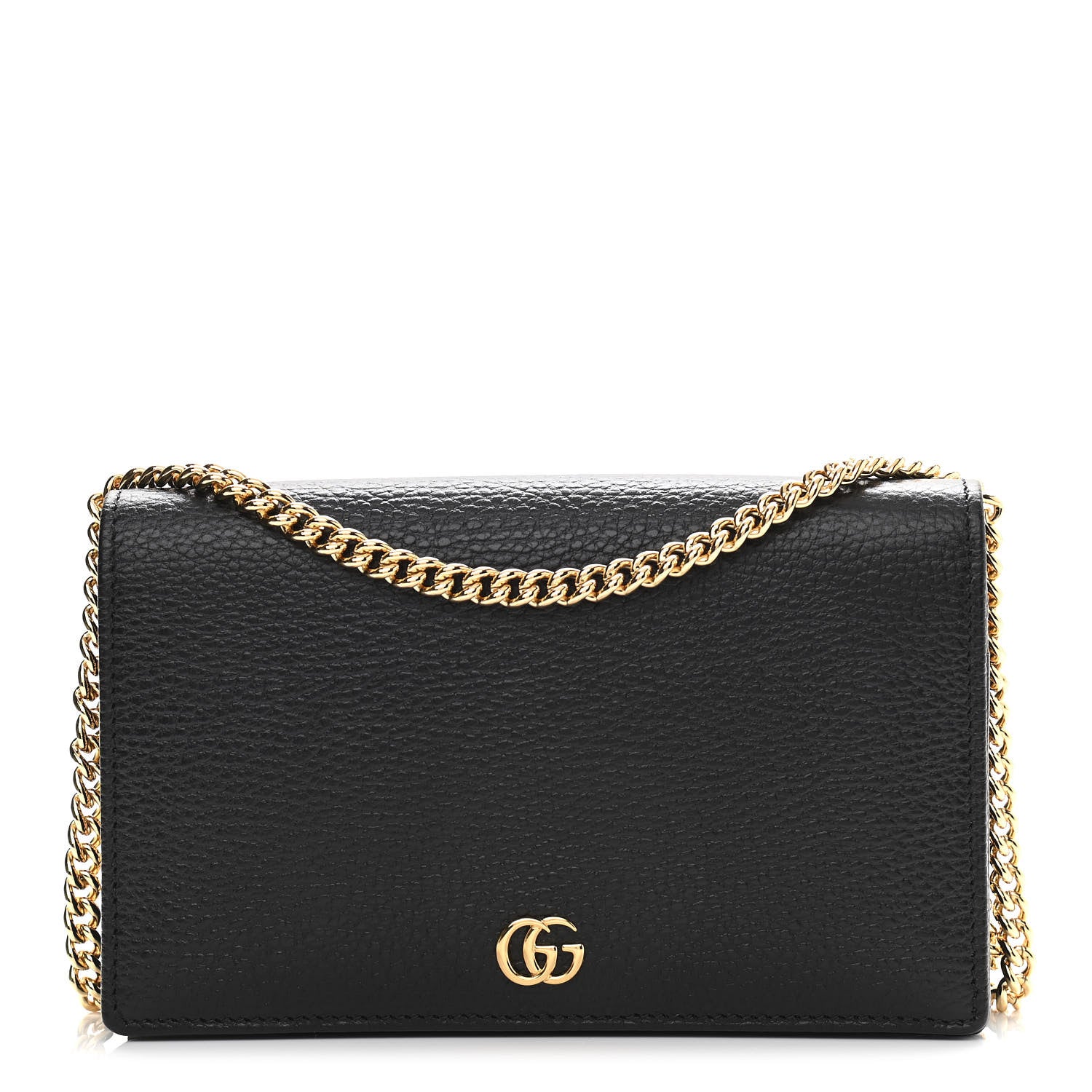 Gucci Calfskin Mini GG Marmont Chain Wallet Black 1 of 12
