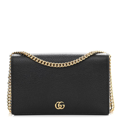 Gucci Calfskin Mini GG Marmont Chain Wallet Black 1 of 12