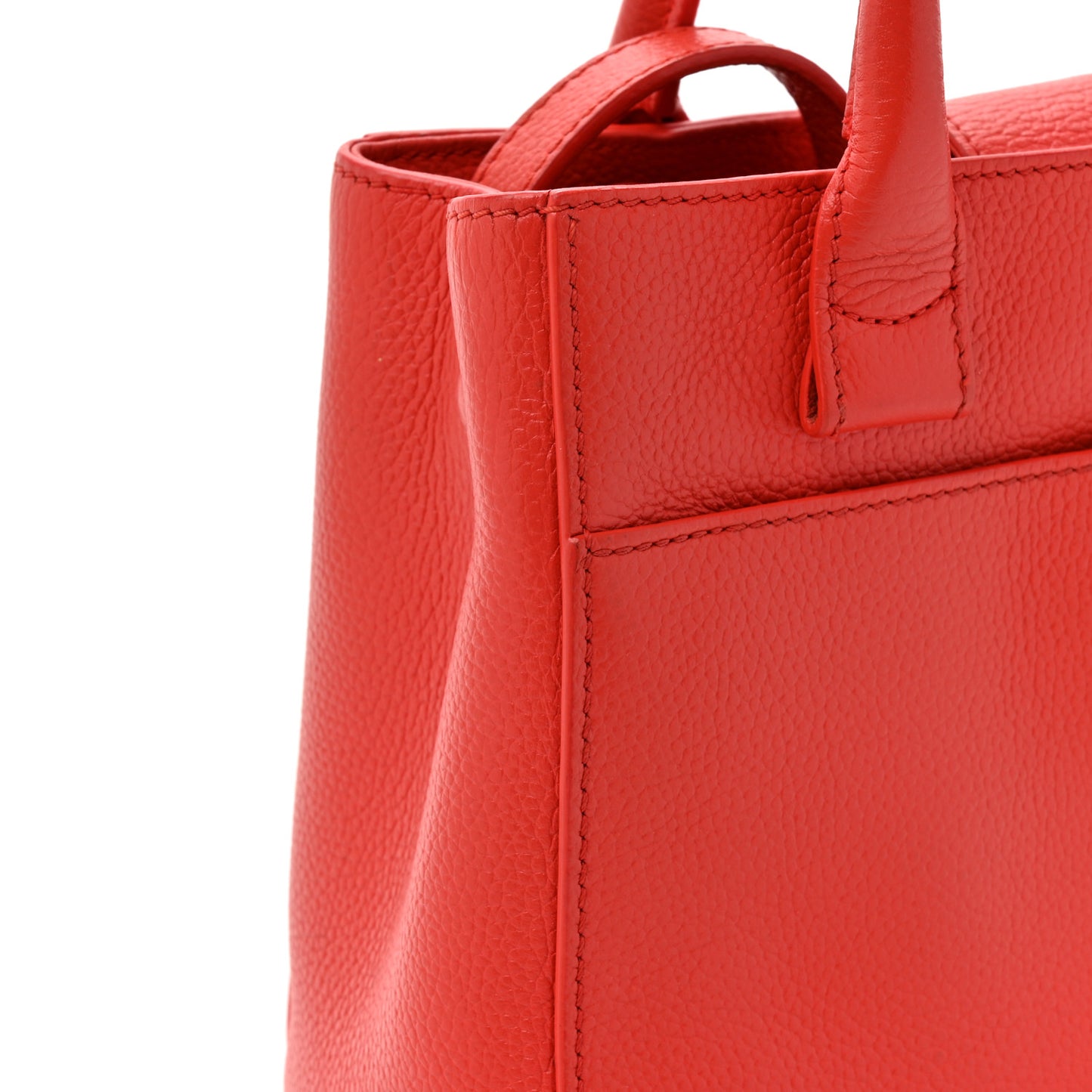 Grained Calfskin Mini Neo Executive Shopper Tote Red