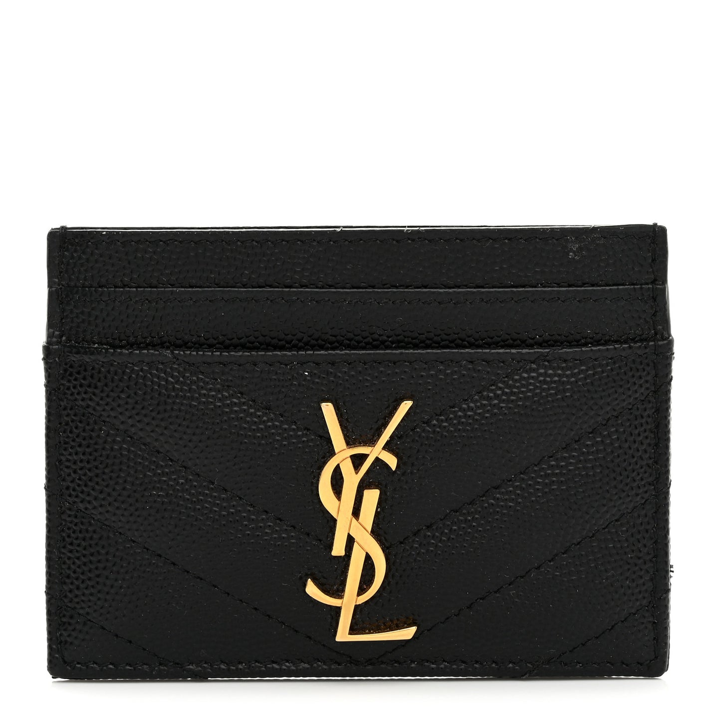 Grain De Poudre Matelasse Chevron Monogram Credit Card Case Black