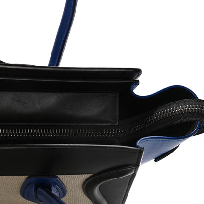 Celine Canvas Smooth Calfskin Nano Tri-Color Luggage Natural Blue 15 of 19