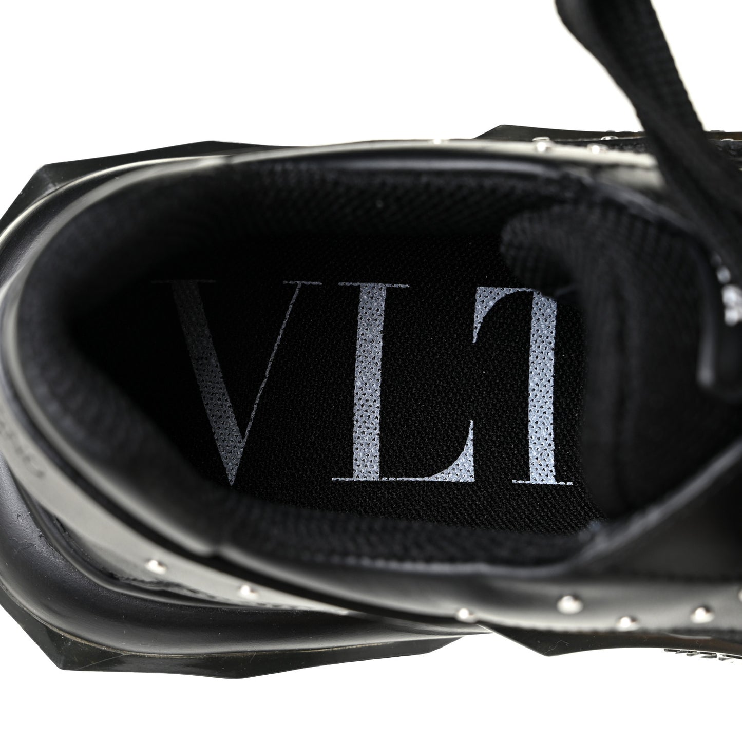 Calfskin Studded Womens Bounce Sneakers 36.5 Black