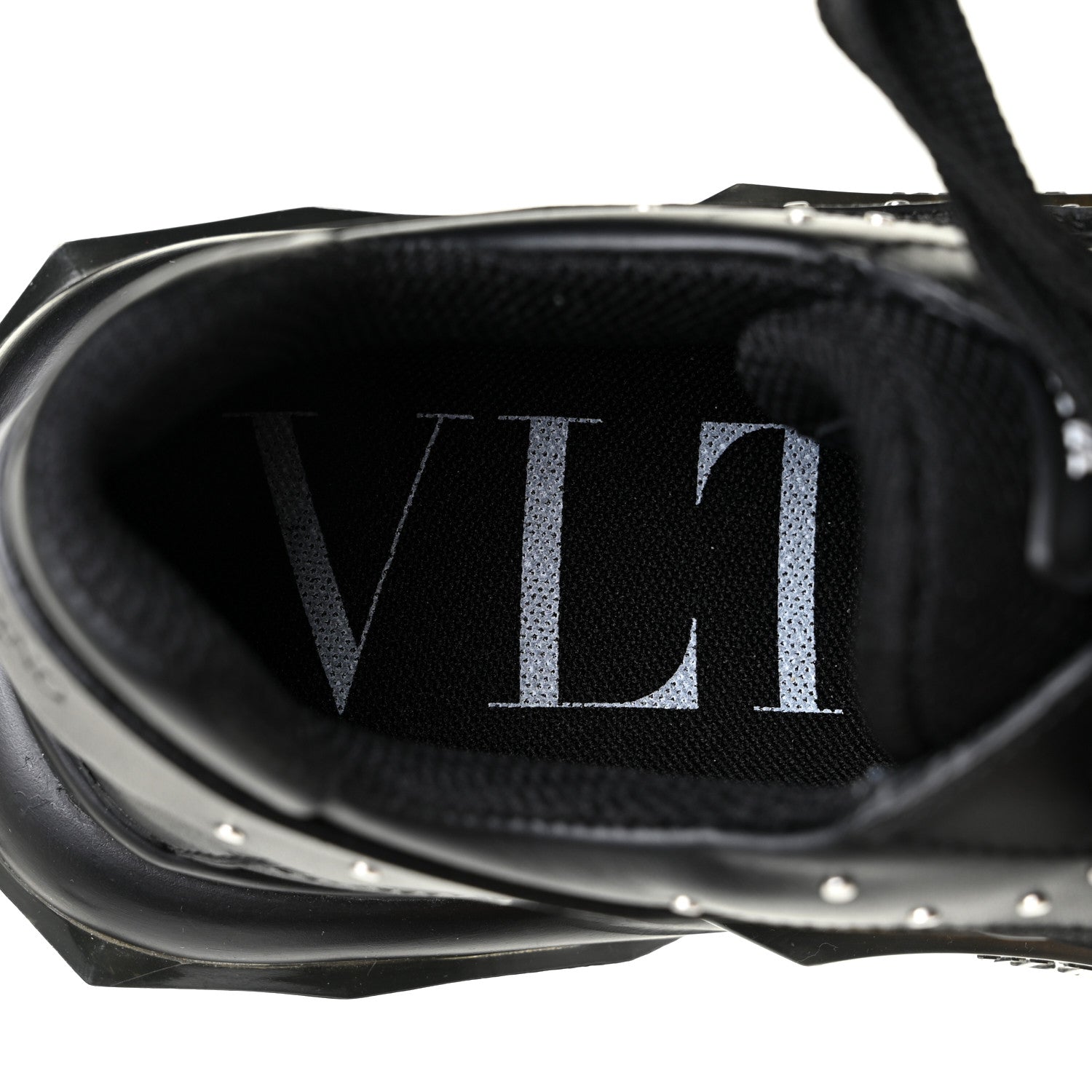 Valentino Garavani Calfskin Studded Womens Bounce Sneakers 36.5 Black 9 of 10