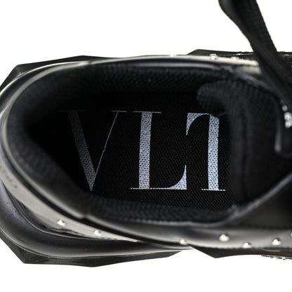 Valentino Garavani Calfskin Studded Womens Bounce Sneakers 36.5 Black 9 of 10