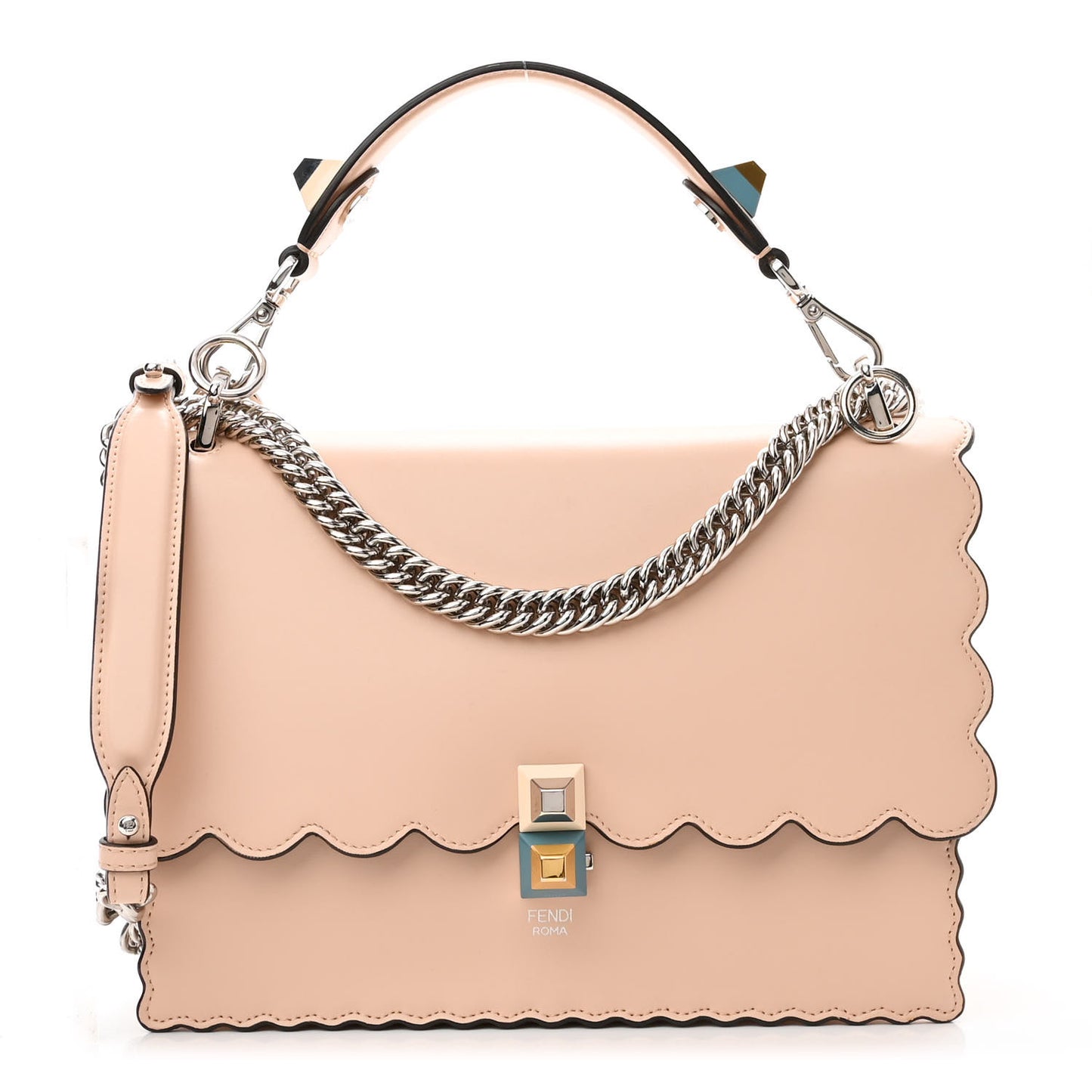 Vitello Liberty Scalloped Studded Kan I Shoulder Bag Camelia