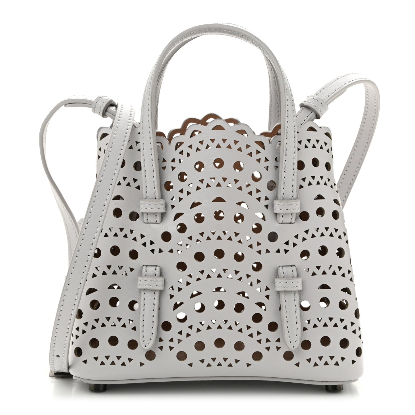 Calfskin Vienne Wave Mina 16 Bag Gris Perle