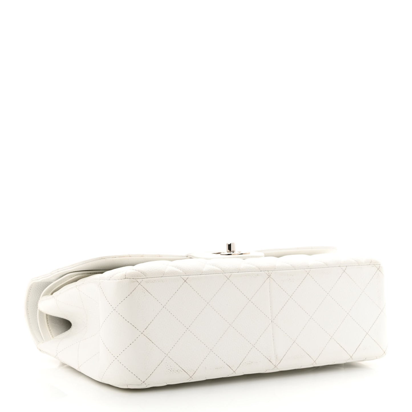 Caviar Quilted Jumbo Double Flap White