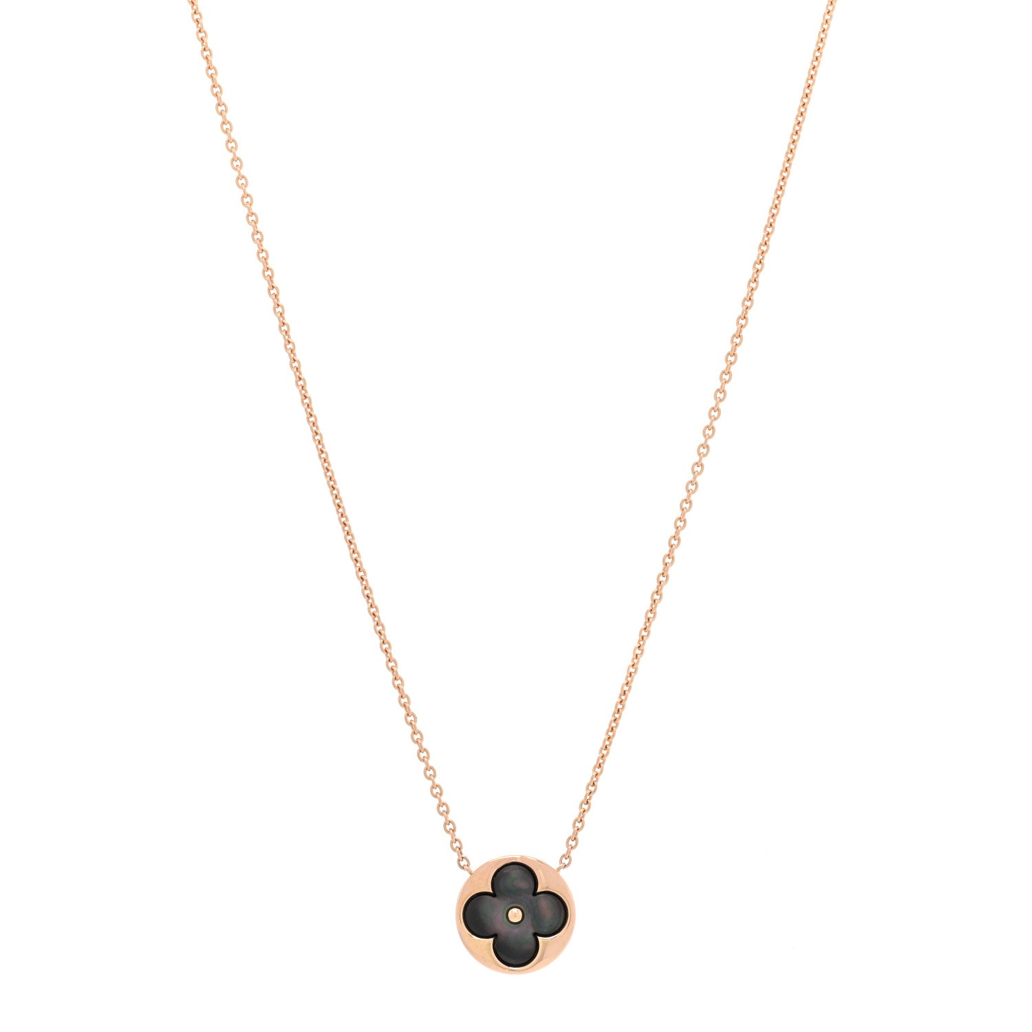 Louis Vuitton 18K Pink Gold Grey Mother Of Pearl Blossom Sun Pendant Necklace 1 of 5