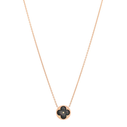 Louis Vuitton 18K Pink Gold Grey Mother Of Pearl Blossom Sun Pendant Necklace 1 of 5