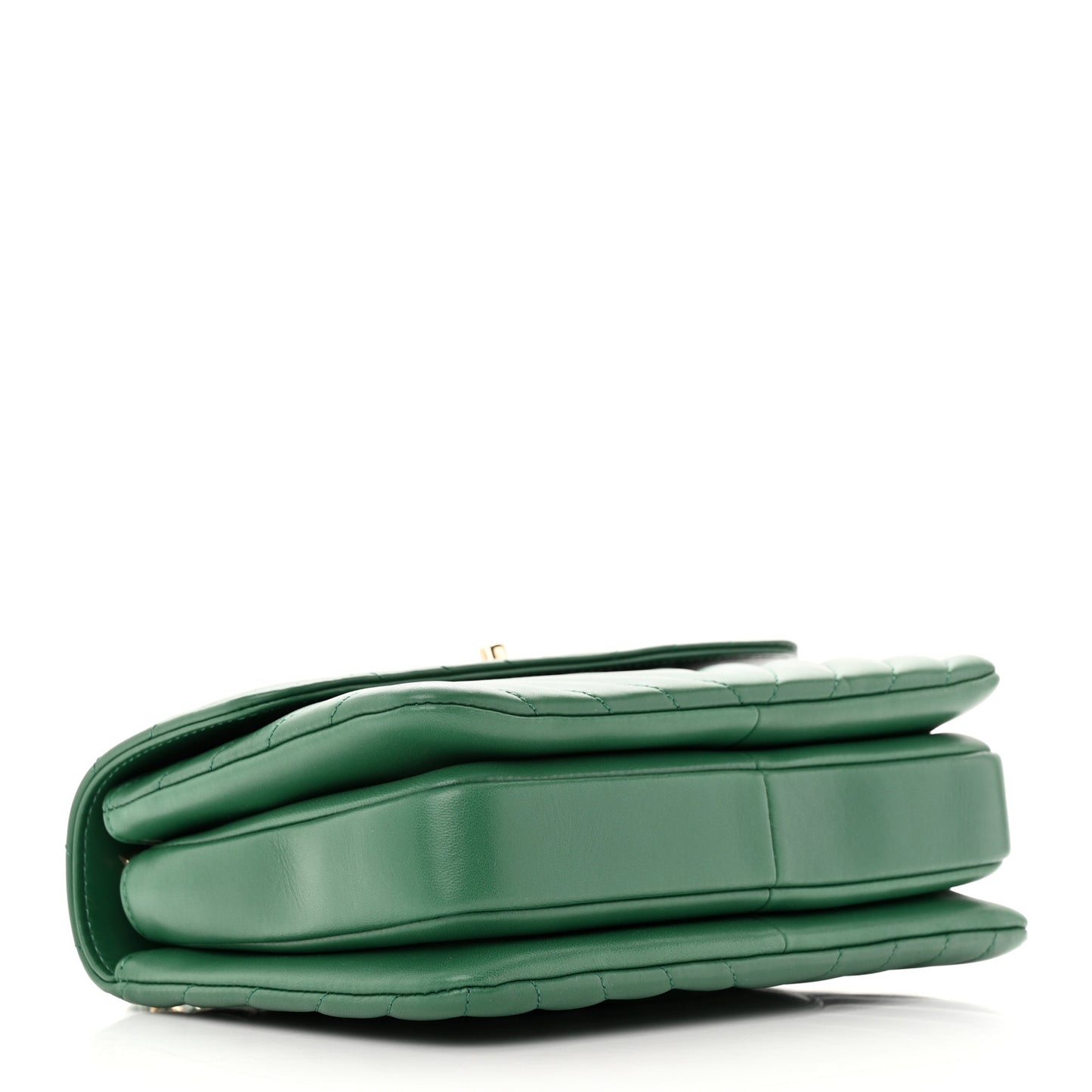 Lambskin Chevron Quilted Small Trendy CC Dual Handle Flap Bag Green