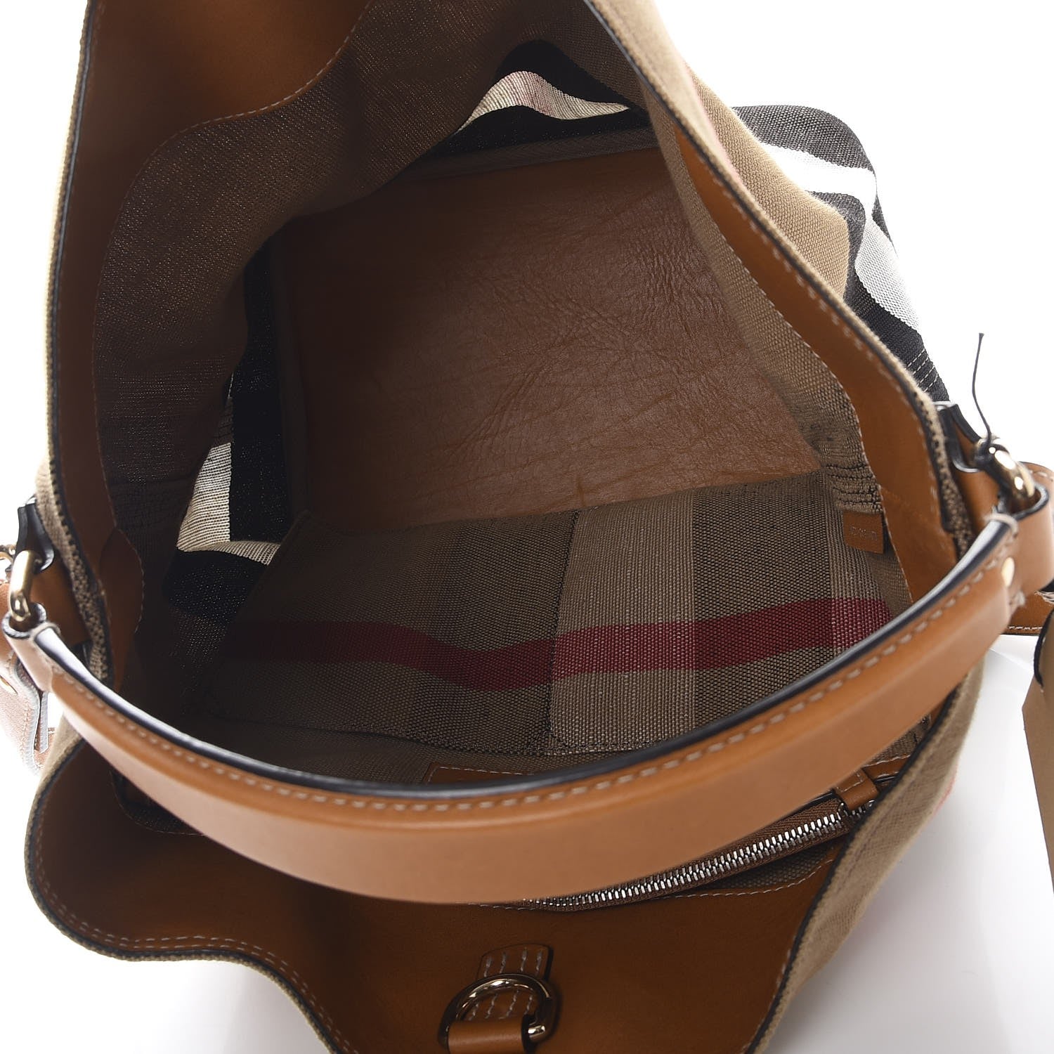 Burberry Canvas Mega Check Medium Ashby Hobo Saddle Brown 6 of 11